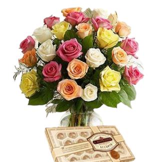 25 colorful roses with chokolates | Flower Delivery Anadyr