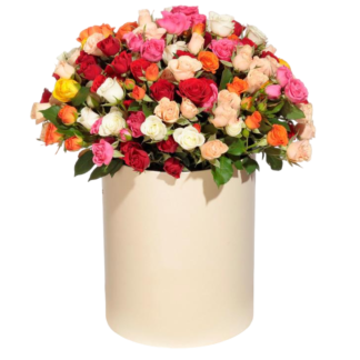 Mixed roses in a hatbox | Flower Delivery Anadyr