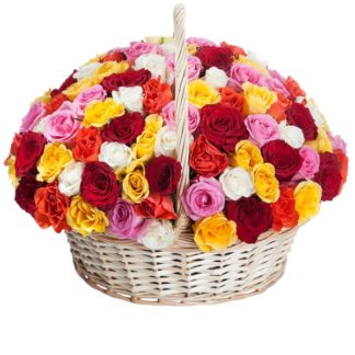 51 colorful roses in the basket | Flower Delivery Anadyr